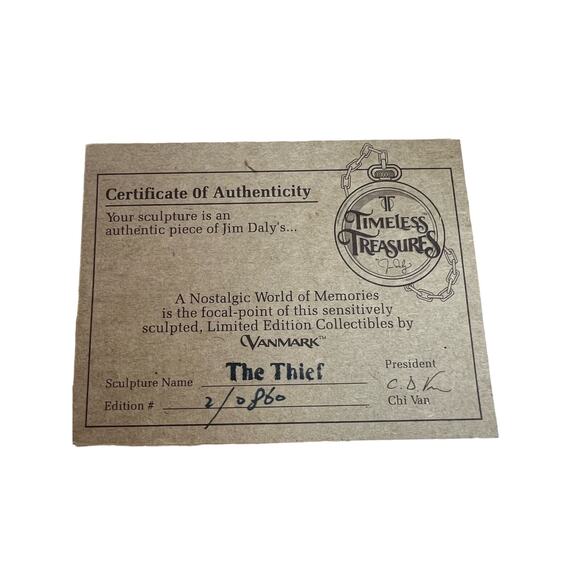 Vintage 1989 Jim Daly " The Thief " Figurine # 2 /2860 - Picture 9 of 11